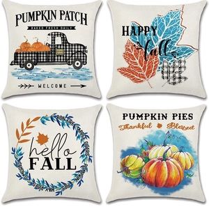 Fall Pillow Covers 18x18, 4 Pack Fall Pillows Decorative